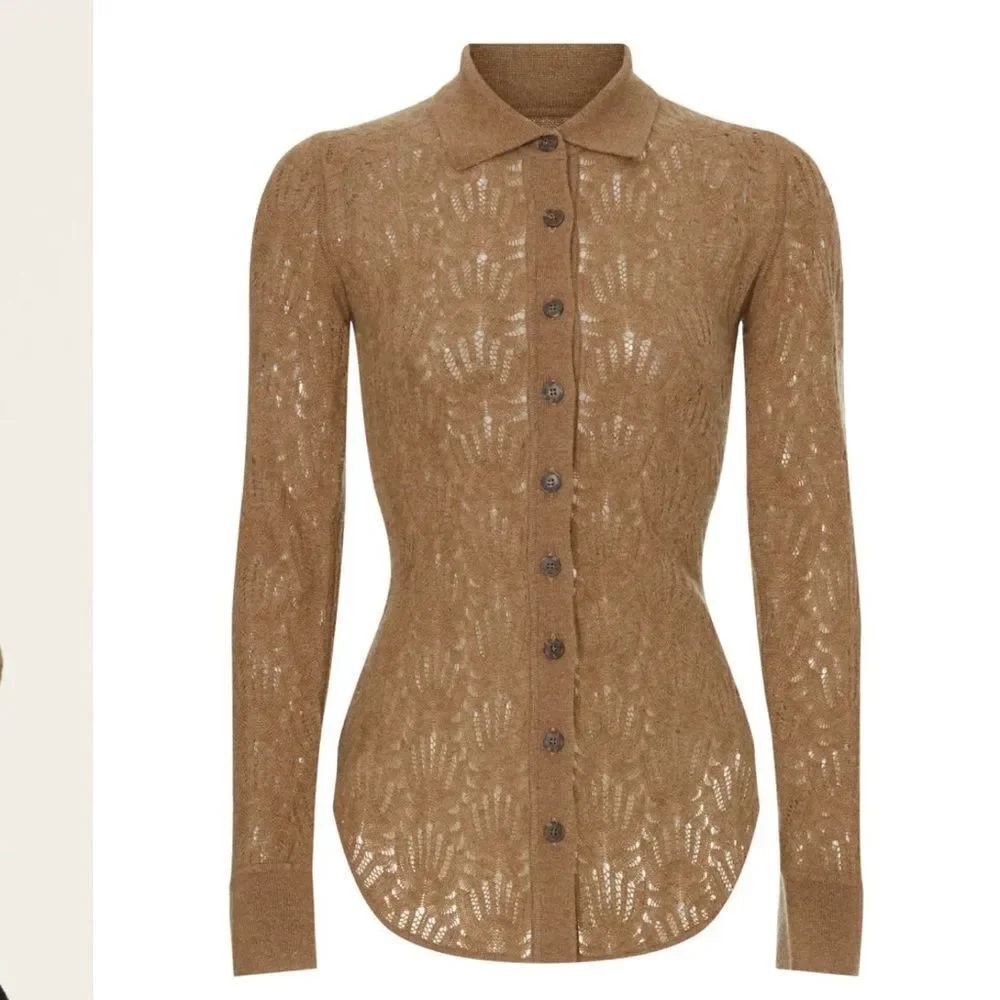NAADAM Cashmere Blend Pointelle Button Up Sweater